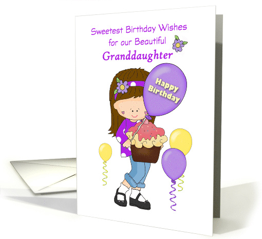 Granddaughter Sweetest Birthday with Balloons Girl Purple... (1818276)