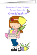 Granddaughter Easter Wishes with Basket Eggs and Tulip card