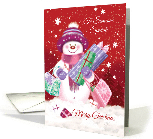 Merry Christmas, Snow woman Shopping. card (1176234)