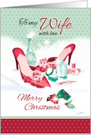 Christmas to Wife - Ladies Shoes with Perfume in Snow card