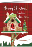 Newlyweds Christmas New Address. Cute Festive Birdhouse. card