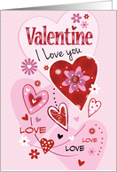 Valentine, I Love You - Pink and Red Hearts on Polka Dot card