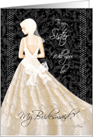Bridesmaid Request to Sister - Blonde Lady in Cream Wedding Dress card