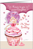 Birthday for Daughter - Princess Cupcake Blowing Kisses card