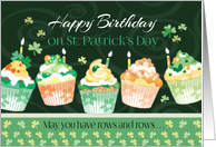 Birthday on St. Patrick’s Day - Cupcakes in Irish Colours card