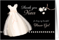 Flower Girl Thank You to Niece - Cute Girl’s Dress and Daisies card