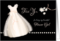 Flower Girl Thank You - Cute Girl’s Dress and Daisies card