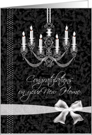 New Home, Congratulations - Chandelier on Black card