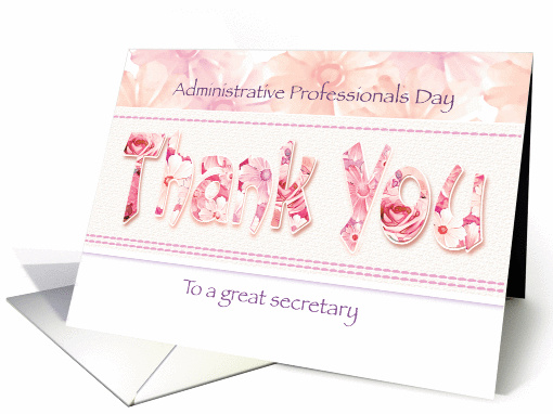 Secretary, Admin Pro Day - Floral Thank You in Pink Tones card