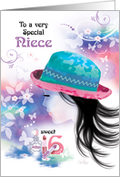 Niece, 16th Birthday - Girl in Hat with Decorative Design card