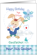 Birthday, Godfather from Godson - Cute Bunny with Tall Flower card
