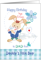 Birthday, Dad, Son - Cute Bunny with Tall Flower card