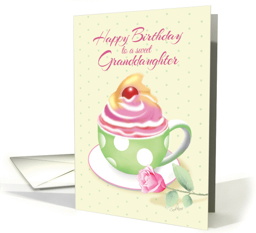 Granddaughter, Birthday - Cupcake in green cup card (1280190)