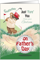 Godfather, Father’s Day from Godson - Golfing Teddy at Bunker card