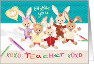 Thank You, Teacher - Bunny Kids with Balloon card