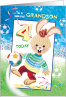 Grandson, Birthday, Age 4 - Soccer Bunny card