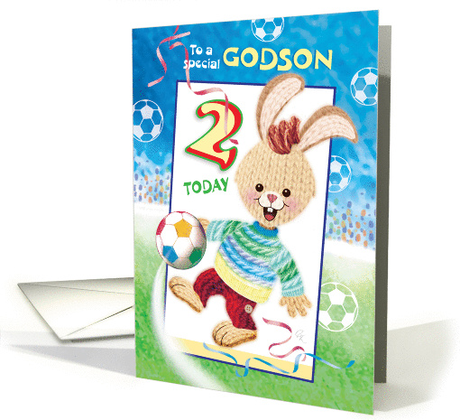 Godson, Birthday, Age 2 - Soccer Bunny card (1290556)