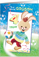 Godson, Birthday, Age 4 - Soccer Bunny card