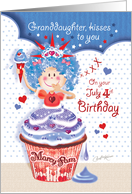 4th of July, Birthday, Granddaughter - Cupcake Liberty Princess card