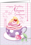 Nana, Grandparents Day Birthday - Lilac Cup of Cupcake & Rose card