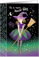 Halloween, Tween, Witch - Pretty Girl in Decorative Costume card