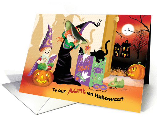 Halloween, For Aunt, -2 Cute Kids Dress Up For Halloween card