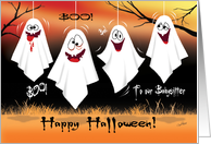 For Babysitter, Halloween Ghosts - Funny, Spooky, Hanging Ghosts card