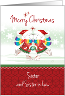 Lesbian, Christmas, Sister & Sister in Law. 2 Polar Bears Ice Skate card