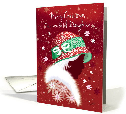 Christmas, Daughter - Girl in Trendy Red Hat card (1340698)