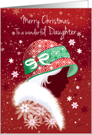 Christmas, Daughter - Girl in Trendy Red Hat card