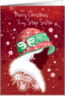 Christmas, Step Sister - Girl in Trendy Red Hat card