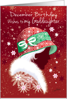 December Birthday, Goddaughter - Girl in Trendy Red Hat card