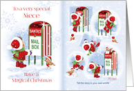 Niece, Christmas Storybook Style - Little Girl Mailing Santa Letter card