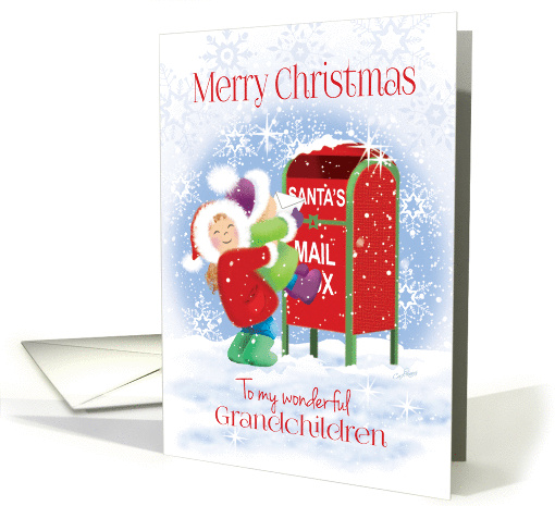 Christmas to My Grandchildren -2 Children Mailing Santa Letters card