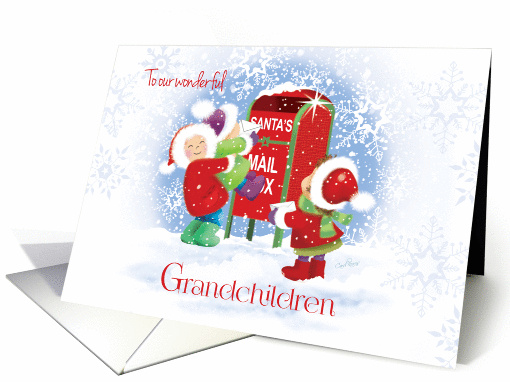 Christmas to Our Grandchildren-3 Children Mailing Santa Letters card