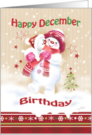 Birthday, December, Girl - Snow Child carrying Snow Puppy card