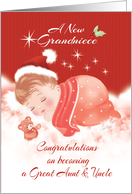 Grandniece, Congratulations, Great Aunt & Uncle-Baby Asleep on Cloud card