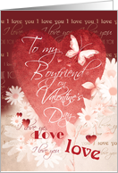 Valentine’s Day, Boyfriend - Large Red Heart, Cream Flowers, Words card