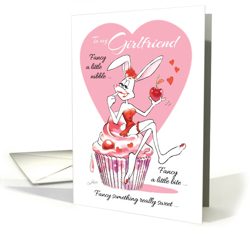 Lesbian, Valentine's Day, Girlfriend-Sexy Female Bunny on Cupcake card