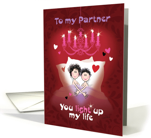 Lesbian, Partner, Valentine's Day-2 Cartoon Women in Bed card