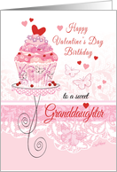 Granddaughter, Valentine’s Day, Birthday - Cupcake on Stand card