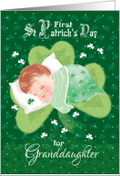 First St.Patrick’s Day, Granddaughter-Baby Asleep on Shamrock card