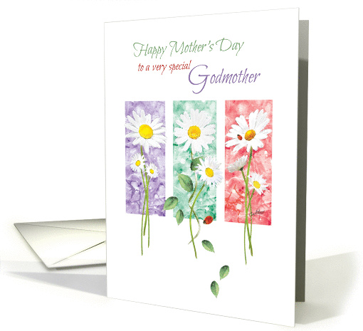 Mother's Day, Godmother - 3 Long Stem Daisies card (1374988)