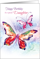 Birthday, Daughter - 2 Colorful Butterflies on Soft Water-color card