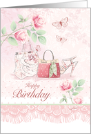 Birthday Wishes, Shoe, Bag, Purse and Roses card