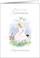 First, Communion, Congratulations, Girl in Veil, with Dove card