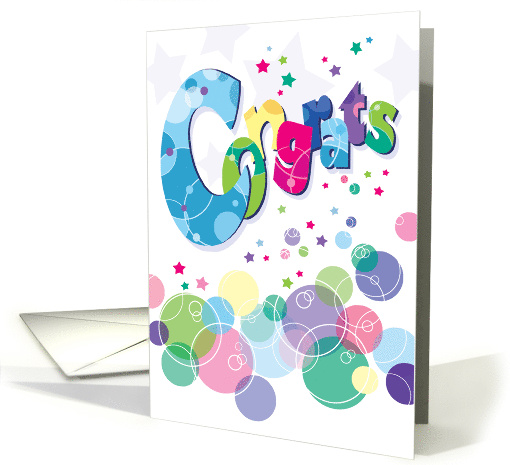 Congrats, Modern, Abstract, Word with Bubbles card (1448950)