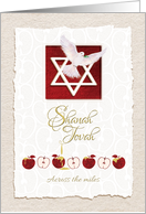 Shanah Tovah, Across the Miles, Star of David, Dove & Apples card