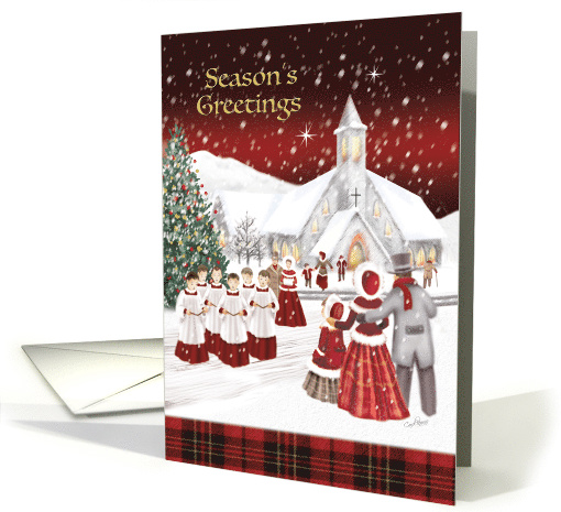 Season's Greetings, Christmas Vintage Style Choir Boys Caroling, card