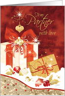 Christmas, Partner, Stylish, Presents, Ornaments and Heart card